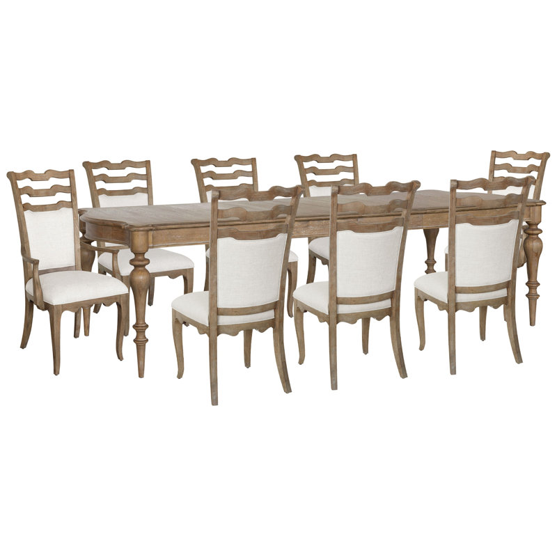 Jacquenette Leg Dining Table With 6 Side Chairs And 2 Arm Chairs, 9 Pcs: Table, 8 Chairs