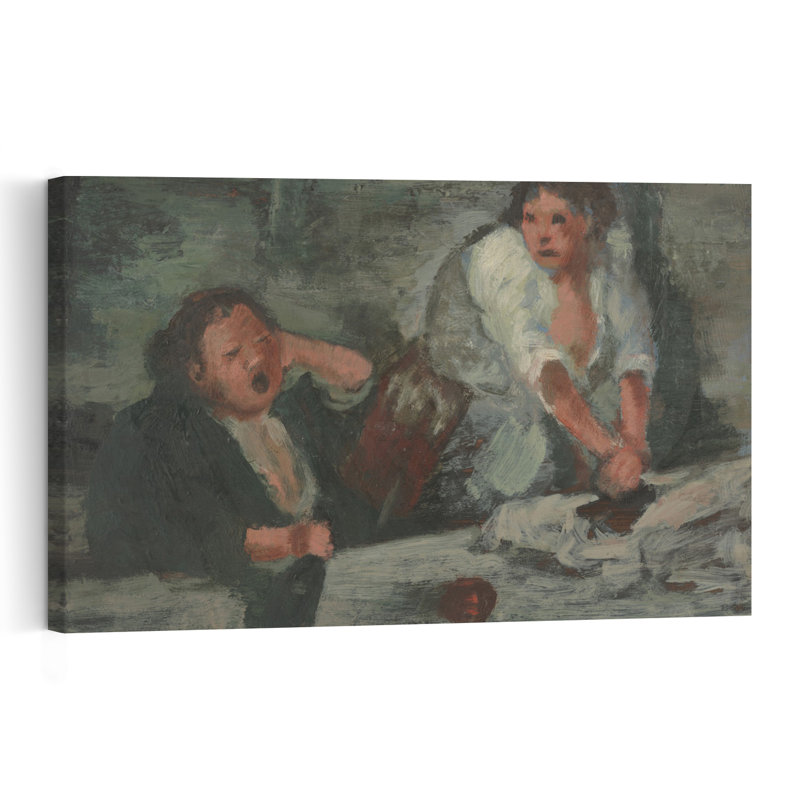 Affiche murale contemporaine abstraite impressionniste représentant des femmes en train de laver, H 32 po x l 48 po