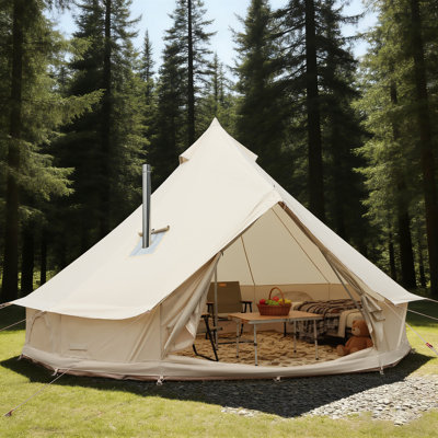 Tente de cloche en tissu de luxe Oxford de 5 m, tente en toile de yourte avec réchaud, camping familial 4 personnes pour 8 personnes