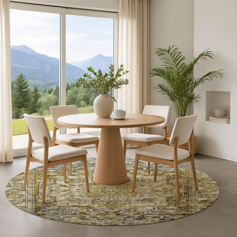 Premium Machine Washable Lubbers AMF1728 Global Rug, Round 8'