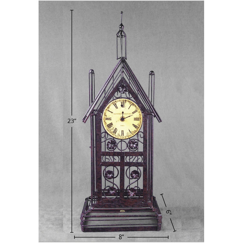Analog Metal Quartz Tabletop Clock, Brown