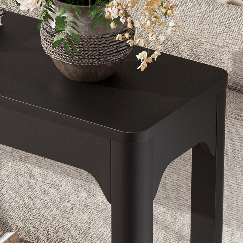 Console de rangement 55 po Mordern, table d'appoint mince en bois pour entrée, couloir, derrière le canapé, Black