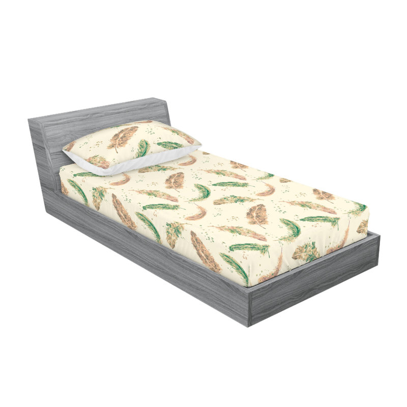 Drap-housse et taies décoratives Ambesonne, Ensemble de draps pour lit simple avec 1 taie d'or