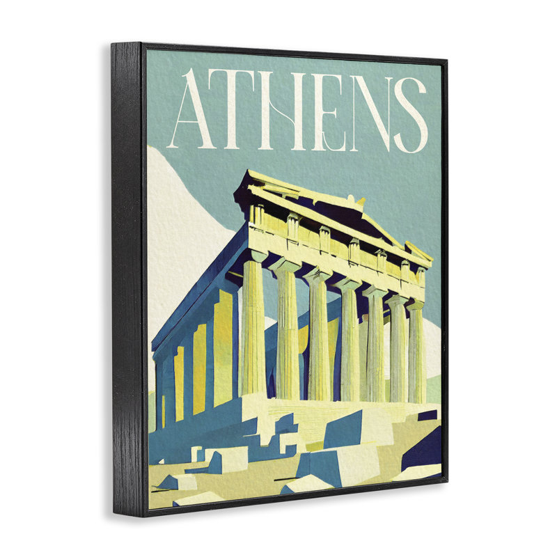 «Athens City Landmark», estampe numérique par Daphne Polselli bg-851, Giclée encadrée noir minuit, H 14 po x l 11 po