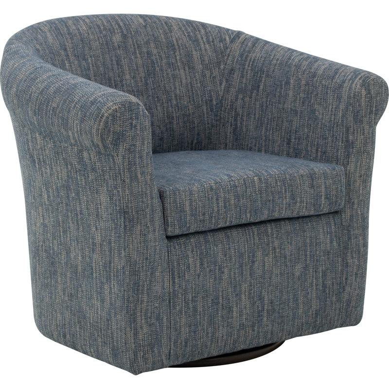 Anstett Upholstered Swivel Barrel Chair, Hapden Navy 100% Polyester