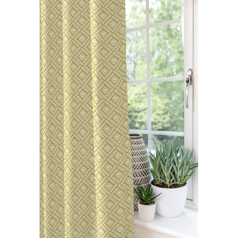 Honig Outdoor Cotton Blackout Curtain Pair, Yellow/Grey, 167 W x 228 D cm