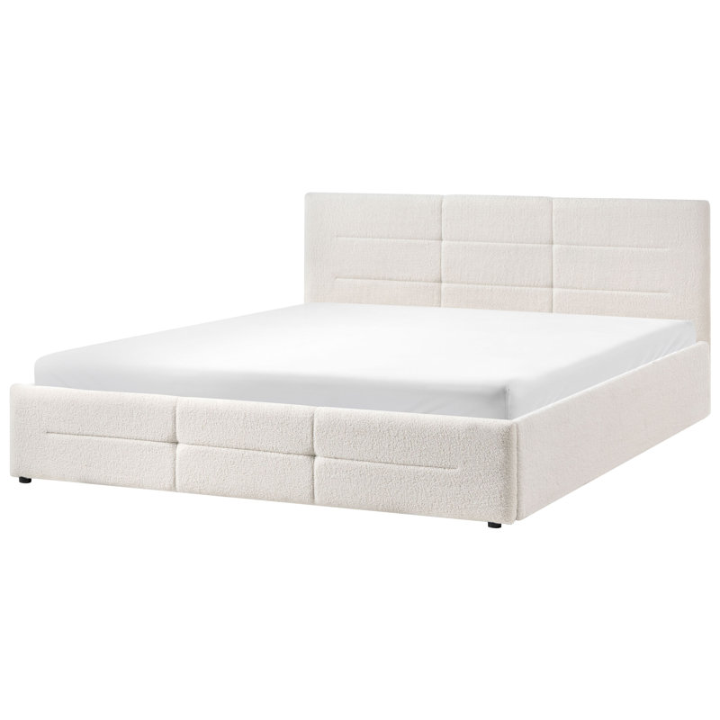 Upholstered Lift Up Storage Ottoman Bed, Super King (6'), White