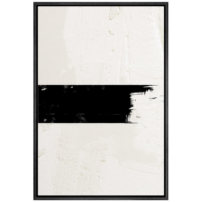 Décoration murale nordique contemporaine géométrique à rayures géométriques noires et brun clair, Cadre flottant noir