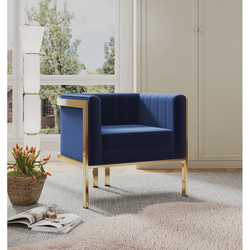 Chaise longue en velours Paramount, Bleu très foncé