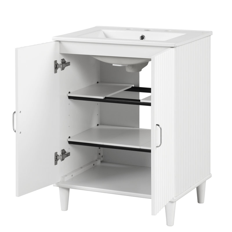 Base de meuble-lavabo simple 24 po seulement, Blanc