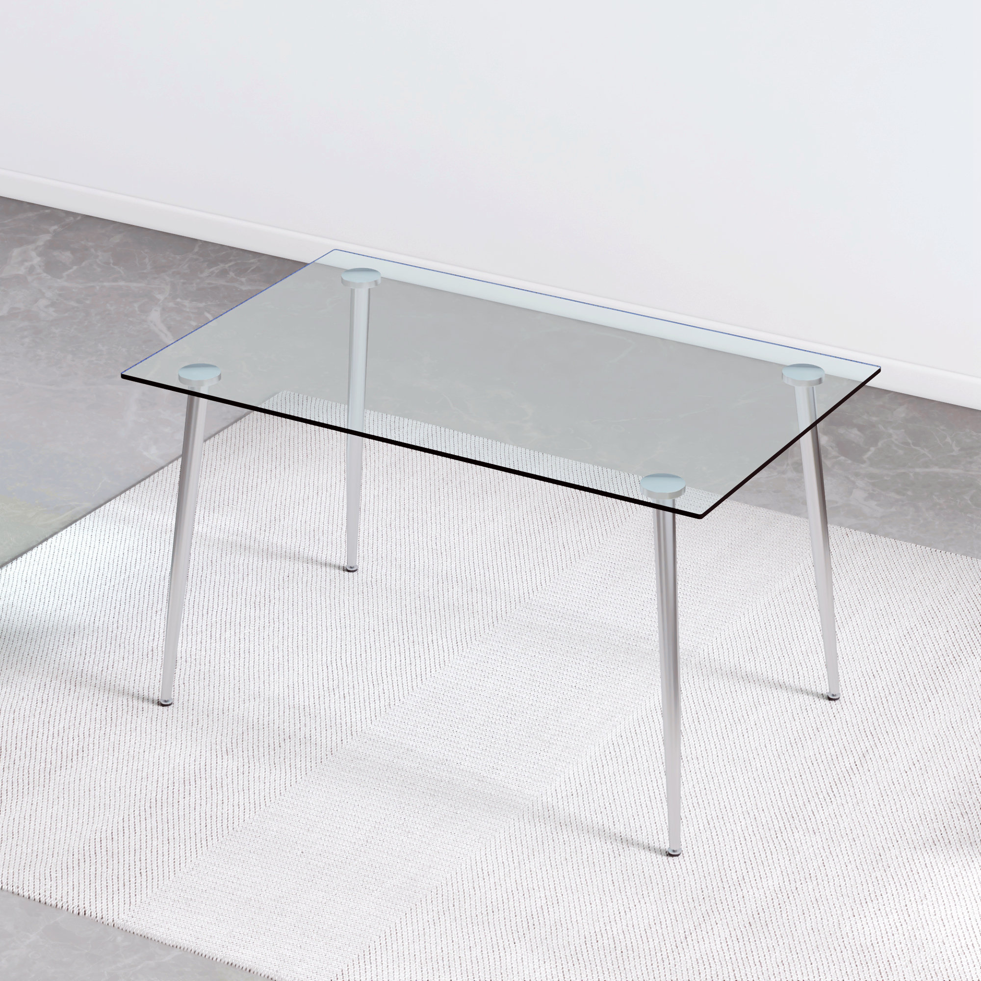 Wrought Studio Aprille Glass Top Dining Table 