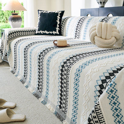 Boho Striped Couch Cover For Dogs Soft Chenille Couch Covers For  Cushion Couch Pet-friendly Thick Sofa Slipcover Sectional Sofa Cover Washable Couch Protectors For Pets
