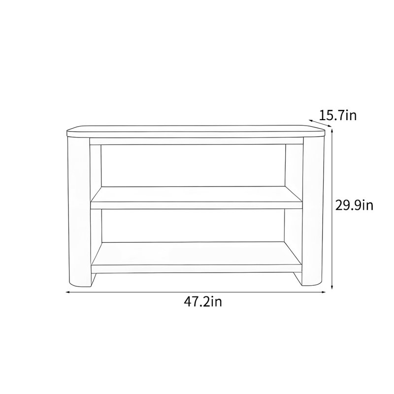 Console simple de style français, H 29,9 po x l 47,2 po x P 15,7 po, Bois naturel
