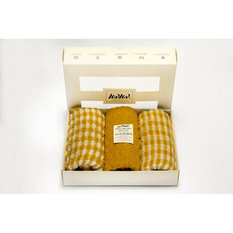 Cotton Jacquard Tea Towel Kitchen Towel, Mustard