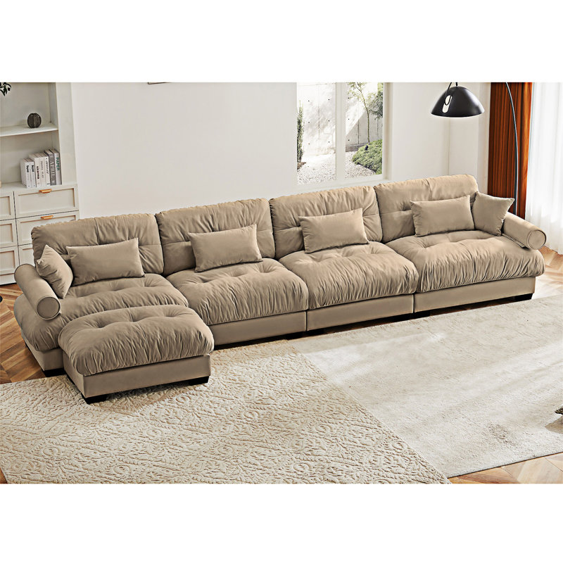 Canapé modulaire modulaire avec repose-pieds convertible, Chameau
