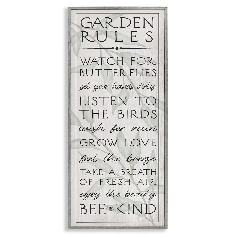«Uplifting Garden Rules», giclée encadrée, design par Lil 'Rue, Estampe numérique Farmhouse, H 24 po x l 10 po