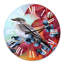 Petit oiseau gris sur un rameau d'automne rouge sur bleuet - Horloge murale traditionnelle-60327987