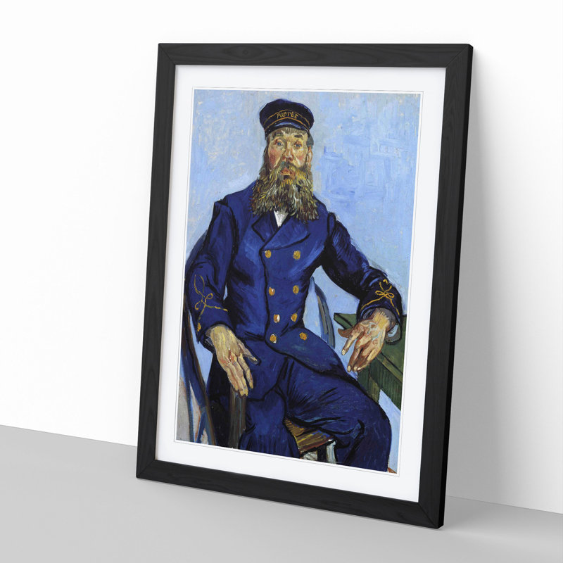 The Postman Joseph Roulin by Vincent Van Gogh - Picture Frame Painting on MDF, Black Framed, 48cm H x 36cm W x 2cm D
