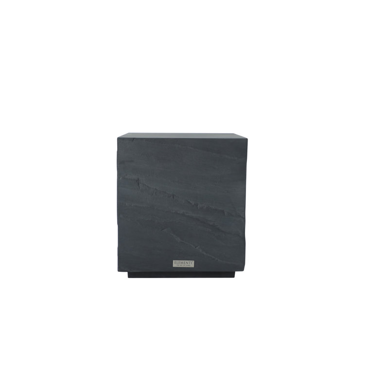 Elementi Home Colorado 18" Square Concrete Side Table for Indoor and Outdoor Use, Slate Black