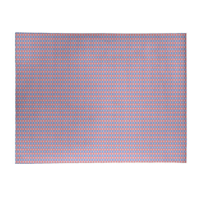 Tapis de zone rouge/bleu fait main géométrique