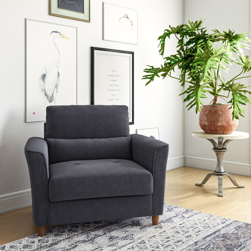 Fauteuil en polyester 35 po Alennah, Polyester 100 % gris foncé, H 36 po x l 43 po x P 31 po