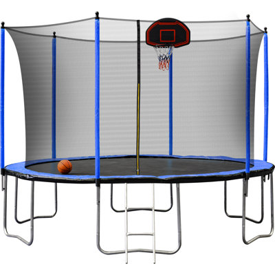 OFIYAA Round Backyard Trampoline with Safety Enclosure