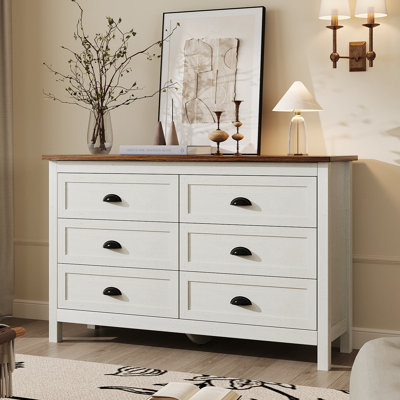 Rilynn Dresser For Bedroom, Modern Dresser With 6 Drawers, Wide Chest Of Drawers With Metal Handles by Winston Porter