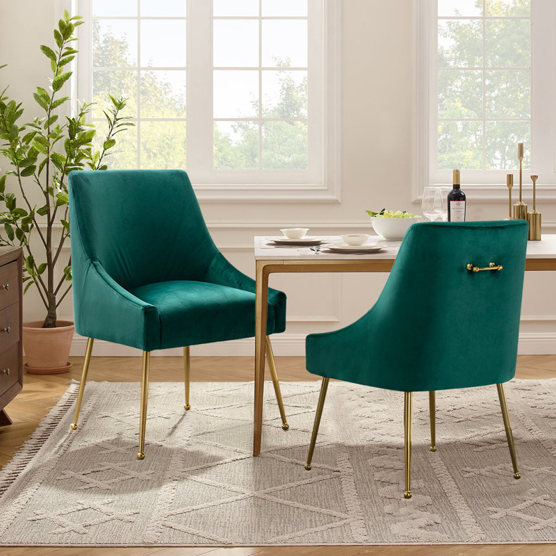  Chaise d'appoint rembourrée Krafick, Velours vert