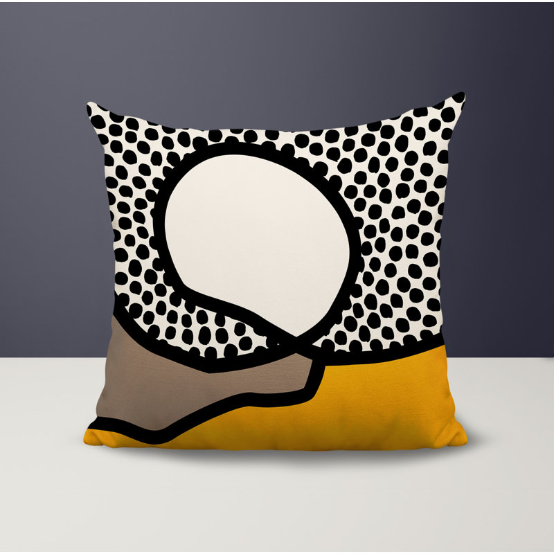 Oreiller carré réversible intérieur / extérieur Vie Abstract, H 19 po x l 19 po, Jaune