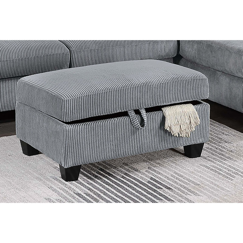 Contemporary Style 3Pc Sectional Set Right Arm Chaise Left Arm Sofa W/ USB Port Storage Ottoman Throw Pillow Wooden Legs Fog Finish Primary Living Room