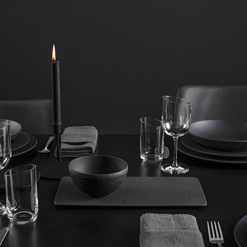 Black Textured Ceramic Rectangular Serving Tray