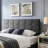 King/ King Sized Headboard: Contemporary Waffle Texture, Piped Trim, Adjustable 48.5 - 53 In, Grey Fabric Bed Accessory Modern Waffle, Edges, Height Charcoal Upholstery-988754481