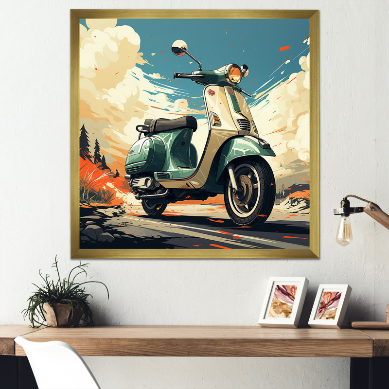 Edgy Scooter Odyssey I sur toile, H 16 po x l 16 po x P 1 po, Cadre doré simple