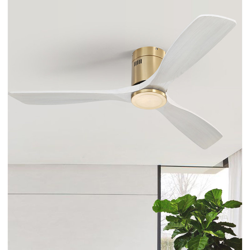 Ventilateur de plafond en bois 52 pouces avec 3 pales en bois massif, télécommande, moteur à courant continu réversible sans lumière
