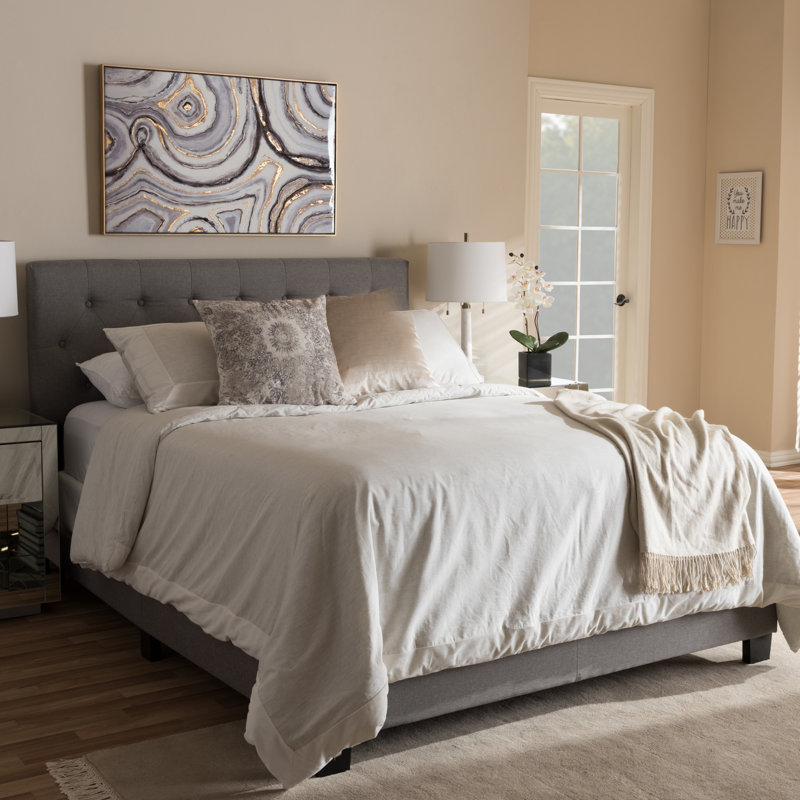 Baconton Upholstered Platform Bed, Full, Gray