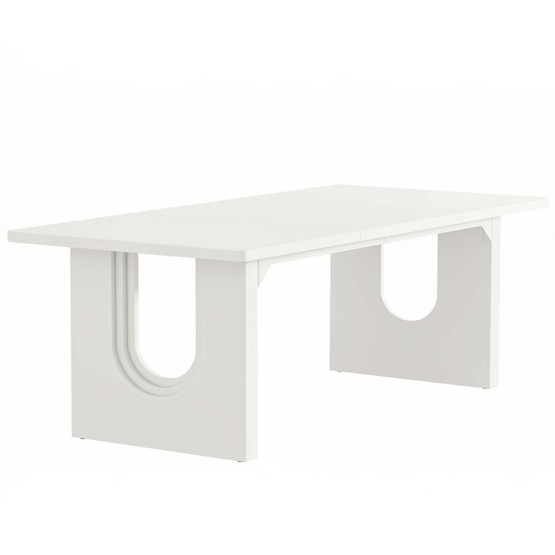 Table de salle à manger rectangulaire 71 "pour 6 à 8 personnes, Blanc