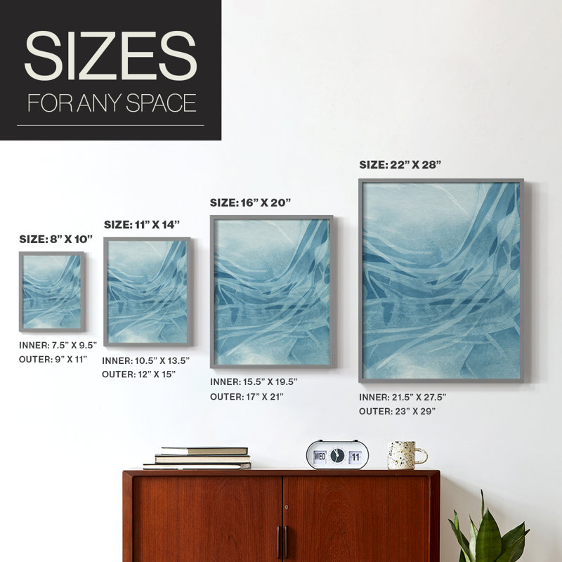 Marine Reflections II, reproduction encadrée - bois massif, H 11 po x l 9 po, Gris