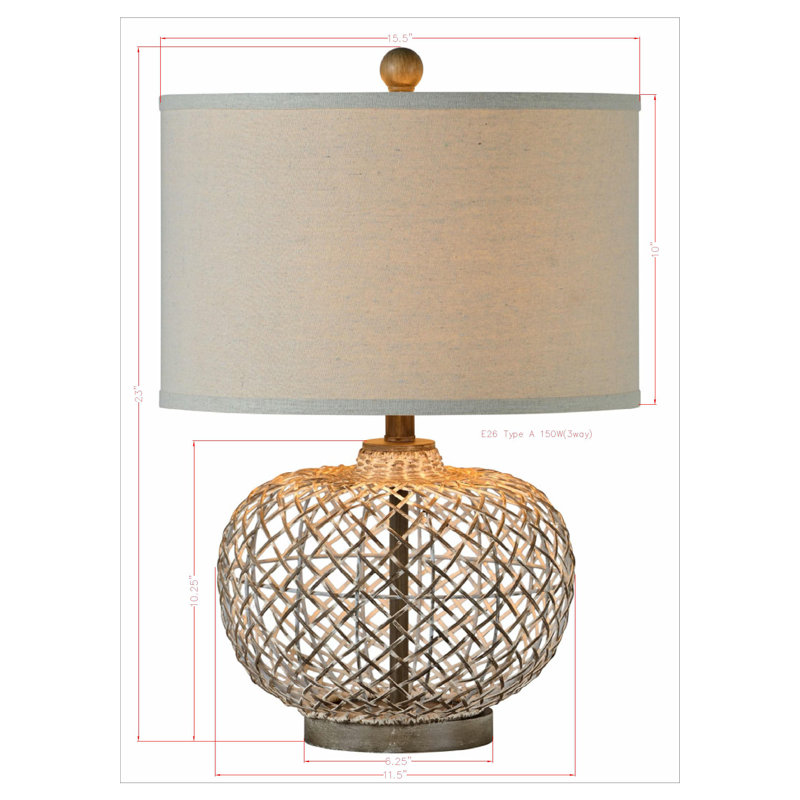 Lampe de table en rotin blanc lavé 23 po Schleicher