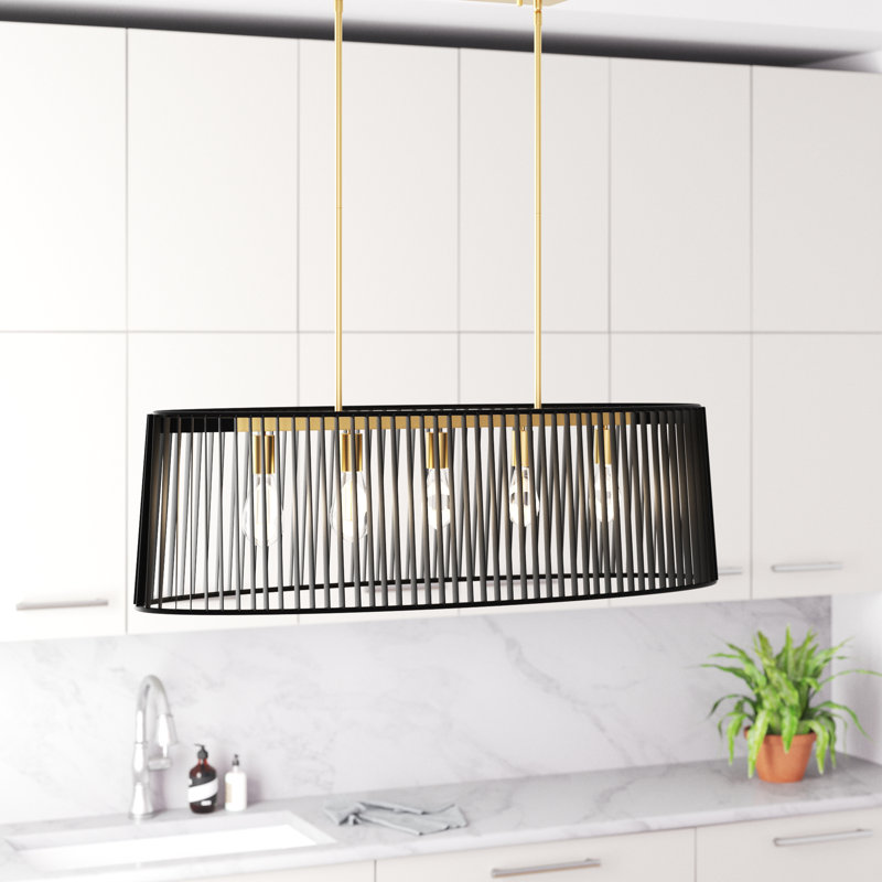 Faison 5 - Light 39.8''W Dimmable Kitchen Island Rectangle Chandelier