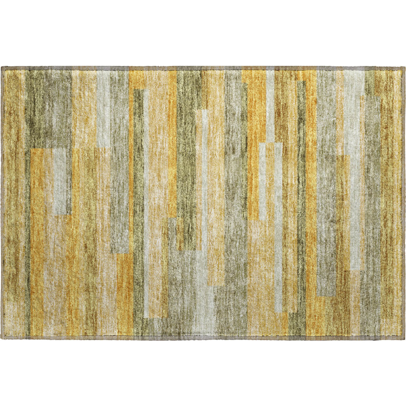 Premium Machine Washable Prisco Honey Rug, Rectangle 1'8" x 2'6"