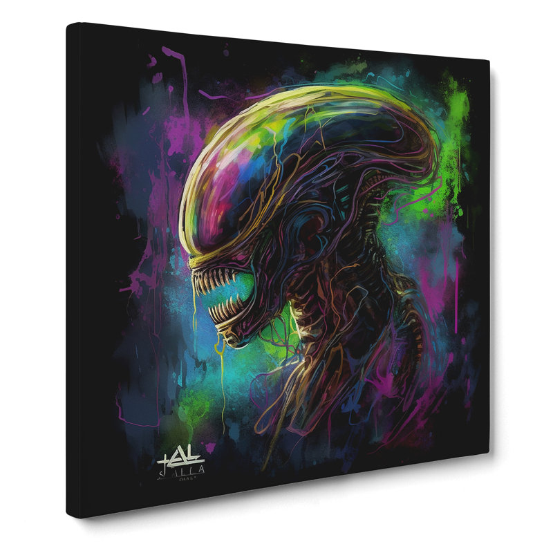 Alien Abstract Art No.1 - Wrapped Canvas, 50cm H x 50cm W x 3cm D
