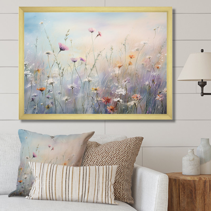Wildflowers Wander Meadows I On Canvas Print, Single Picture Framed, 24" H x 32" W, Gold
