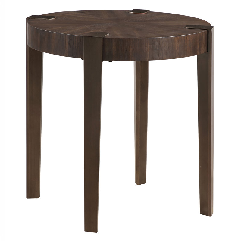 Missick 24" Round Wood End Table, Brown, Brown