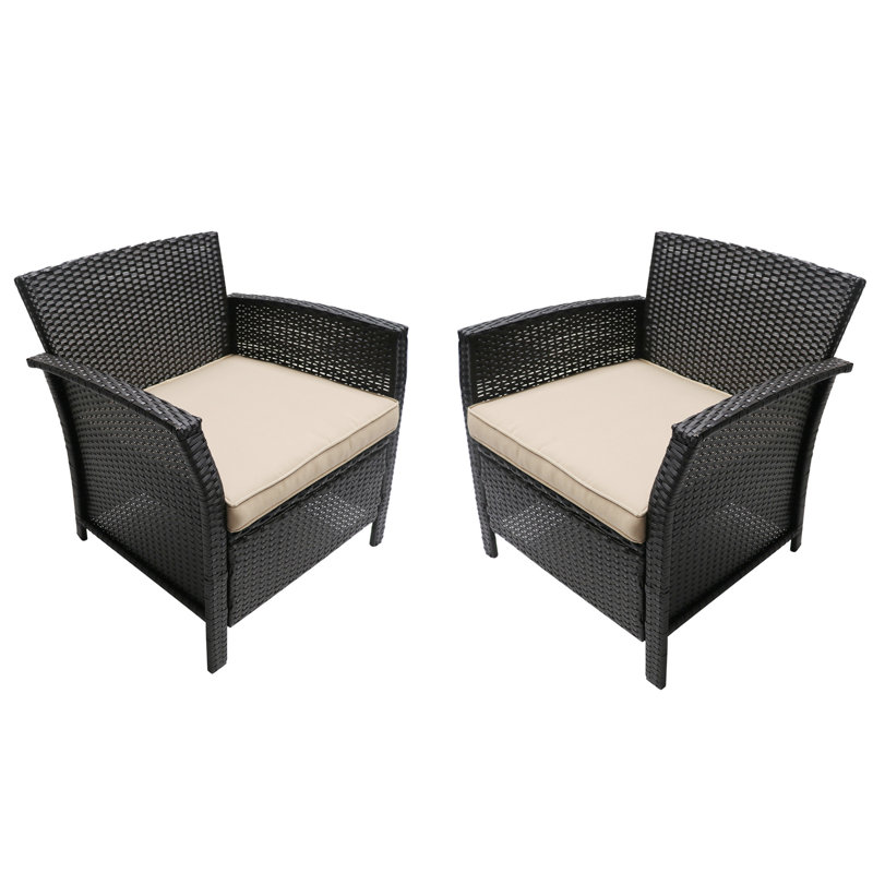 2Pcs Outdoor St Seating - Pe And Iron Brown + Tan Chairs (2 Units) & Fashionable