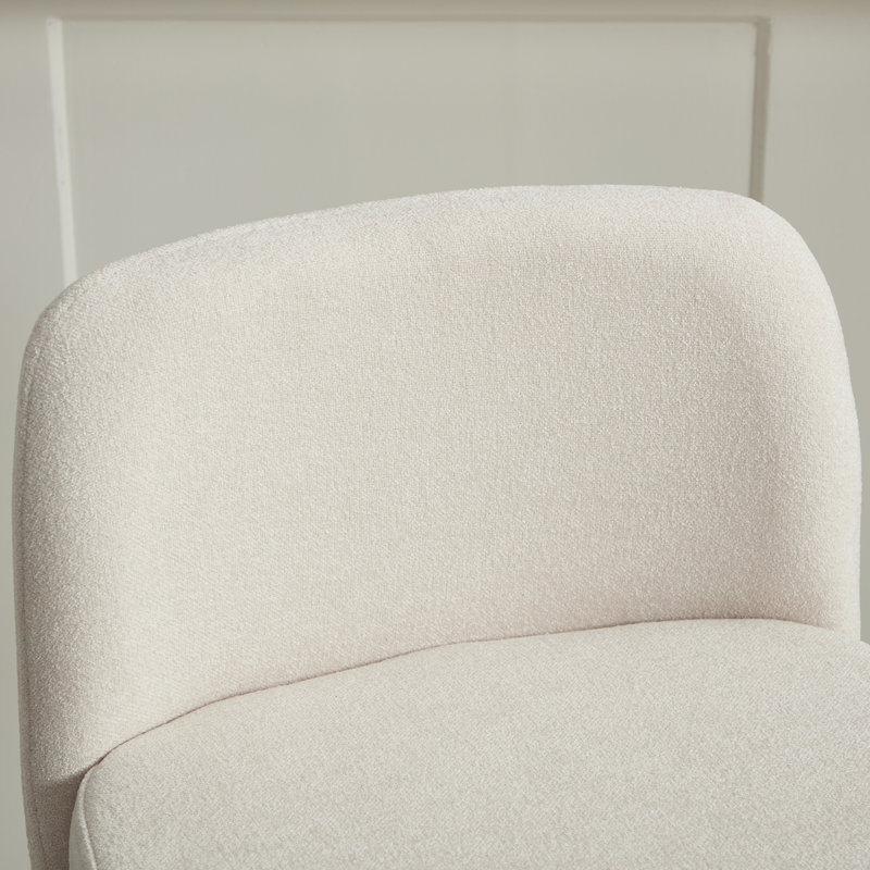 Tabouret de comptoir H 33,5 po avec dossier incurvé et structure en métal, Beige clair