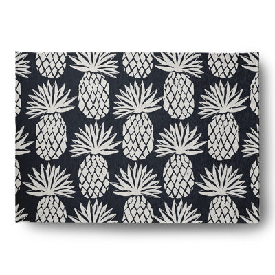 Tapis d'intérieur / extérieur tissé à plat à motif floral bleu flux Shark