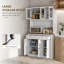 Armoire de rangement de 71 po de hauteur avec support pour micro-ondes, buffet autoportant avec huche, 2 tiroirs, 5 portes, tablettes réglables et portes en verre pour la cuisine, la salle à manger, HOMcom