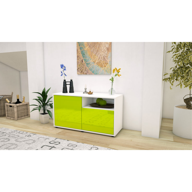 Xzavier 92cm W Chest of Drawers, High-gloss Green / Matte White