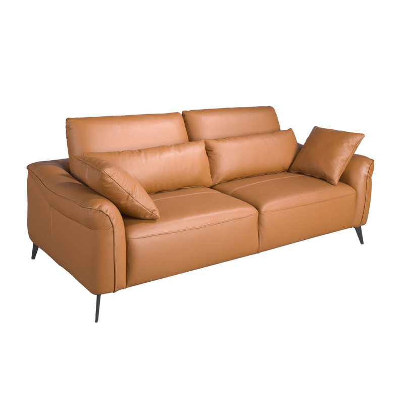 seater sofa brown leather, 107cm H x 209cm W x 105cm D, 3
