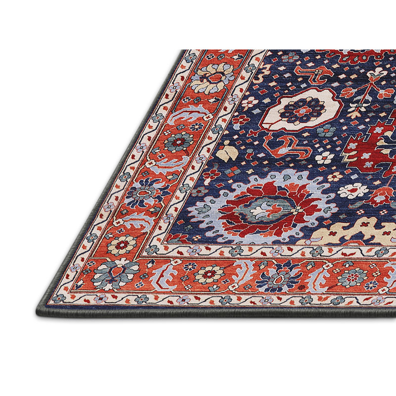 Tapis brun / bleu / rouge Madiera, Rectangle 8 pi x 10 pi